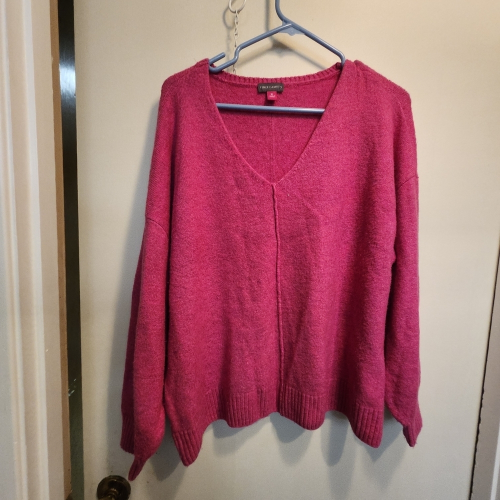 Vince Camuto Fuchsia V-Neck Sweater